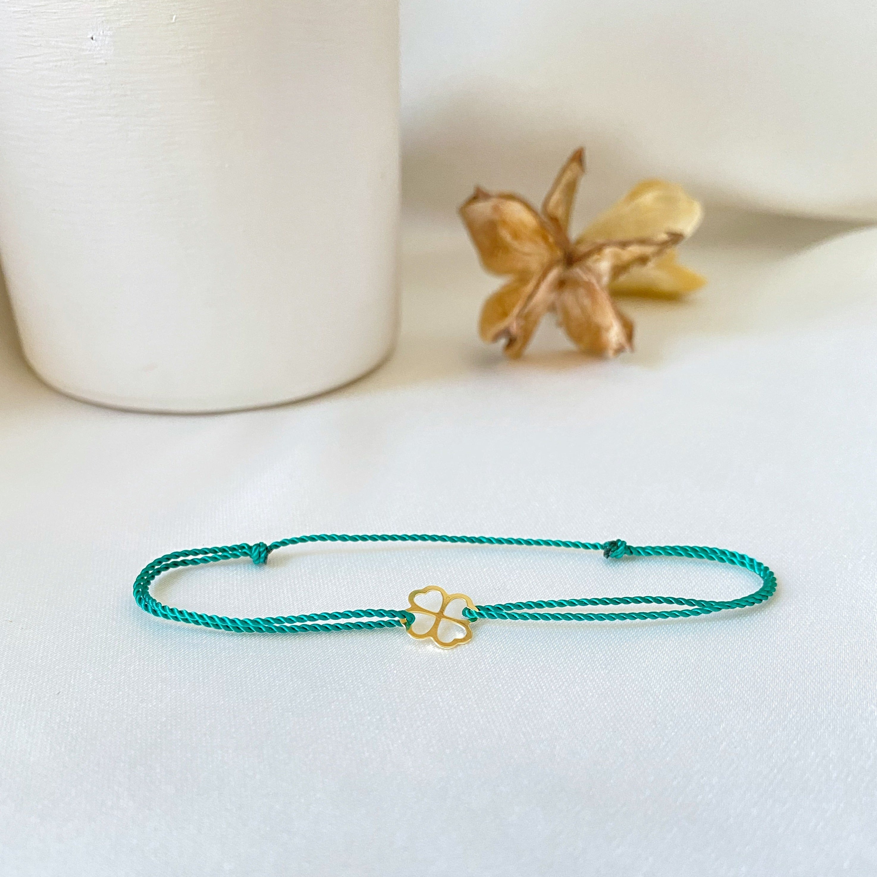 lucky clover string bracelet