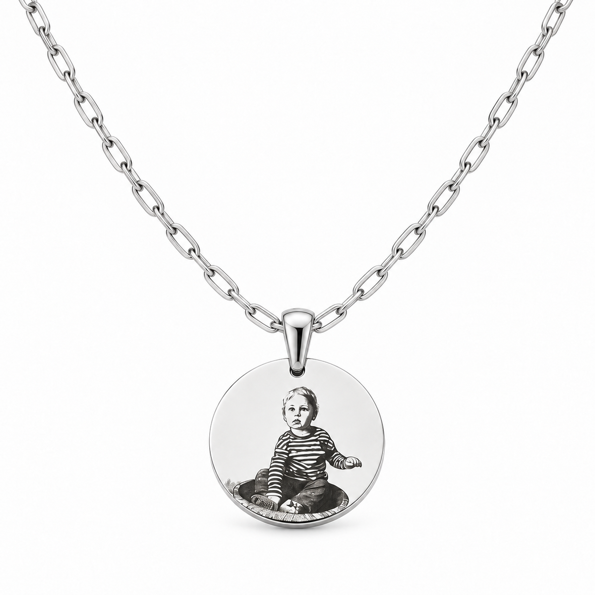 Necklace with engraved text/photo of child