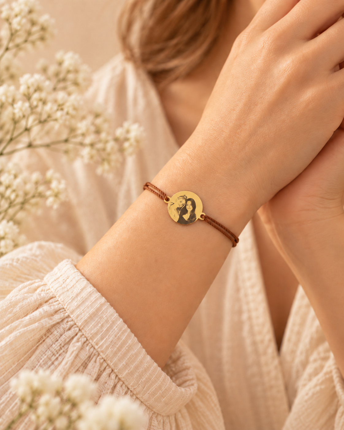 Photo engraved charm bracelet - we survived it all