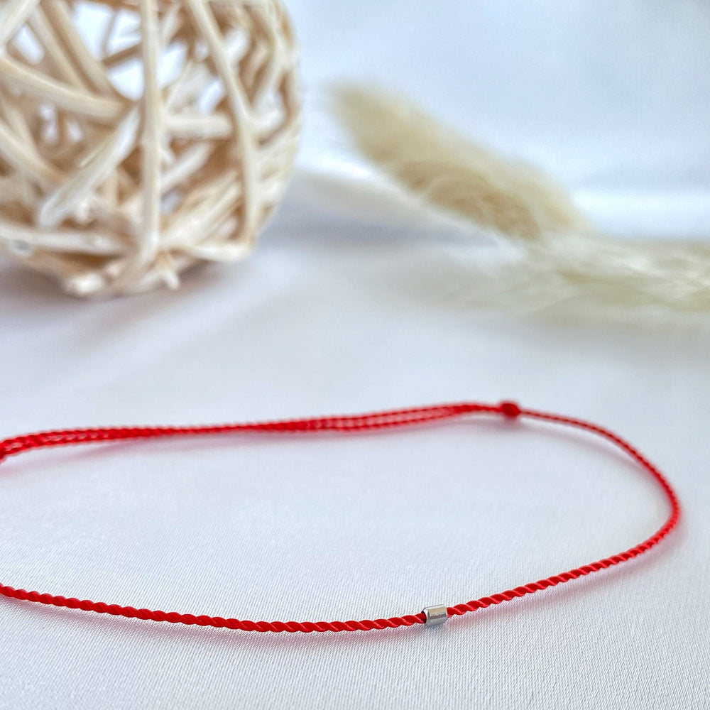 red thread bracelet - 14k white gold
