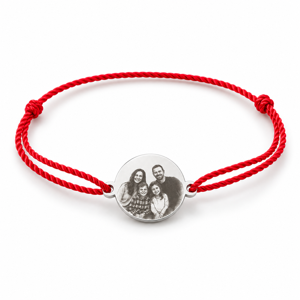 Photo engraved charm bracelet - family