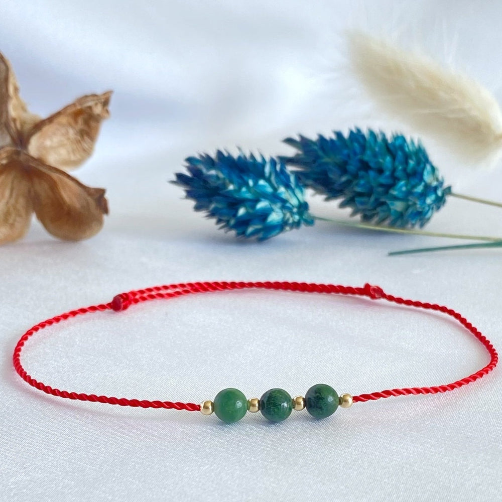red thread - kabbalah - african jade