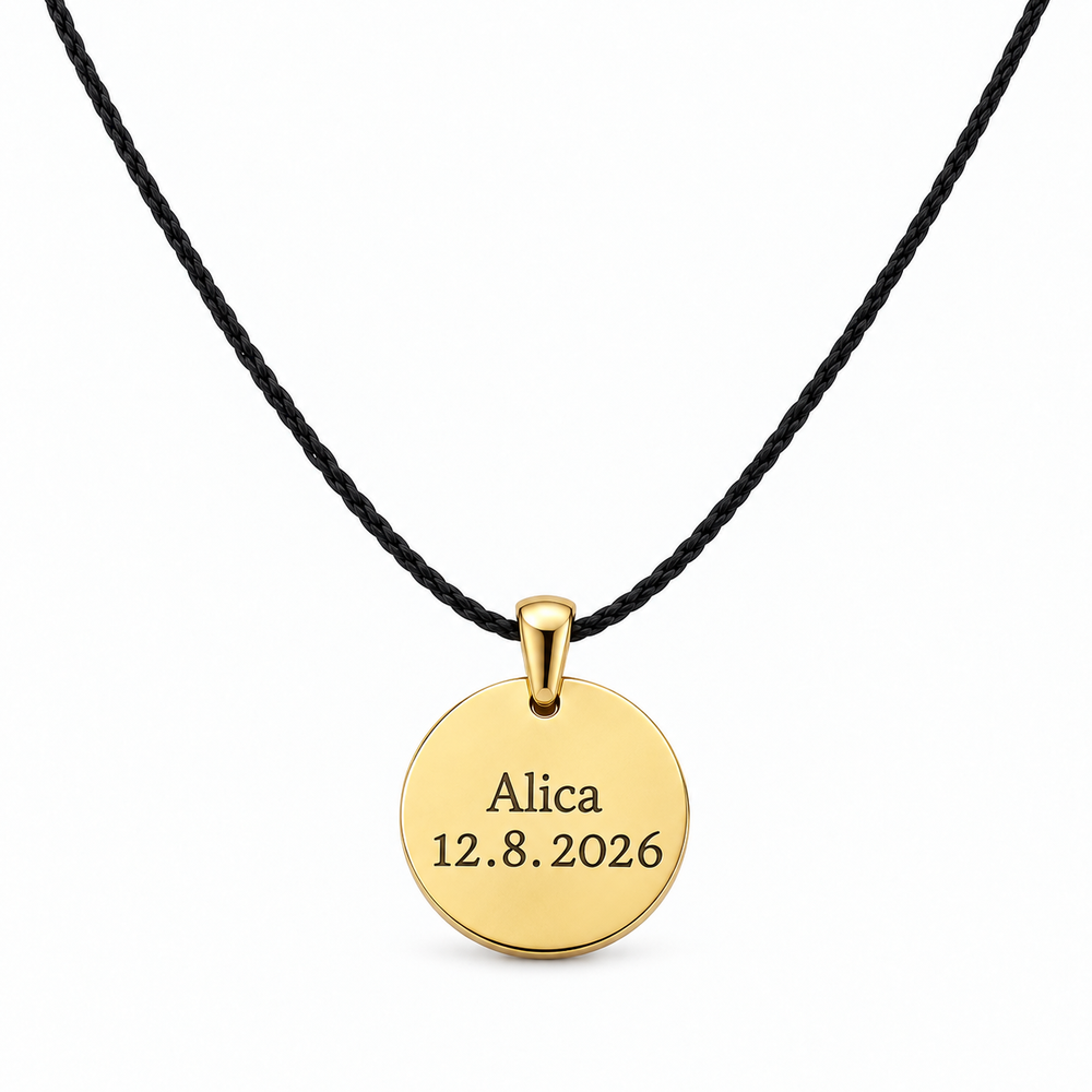 Necklace with engraved text/photo of child