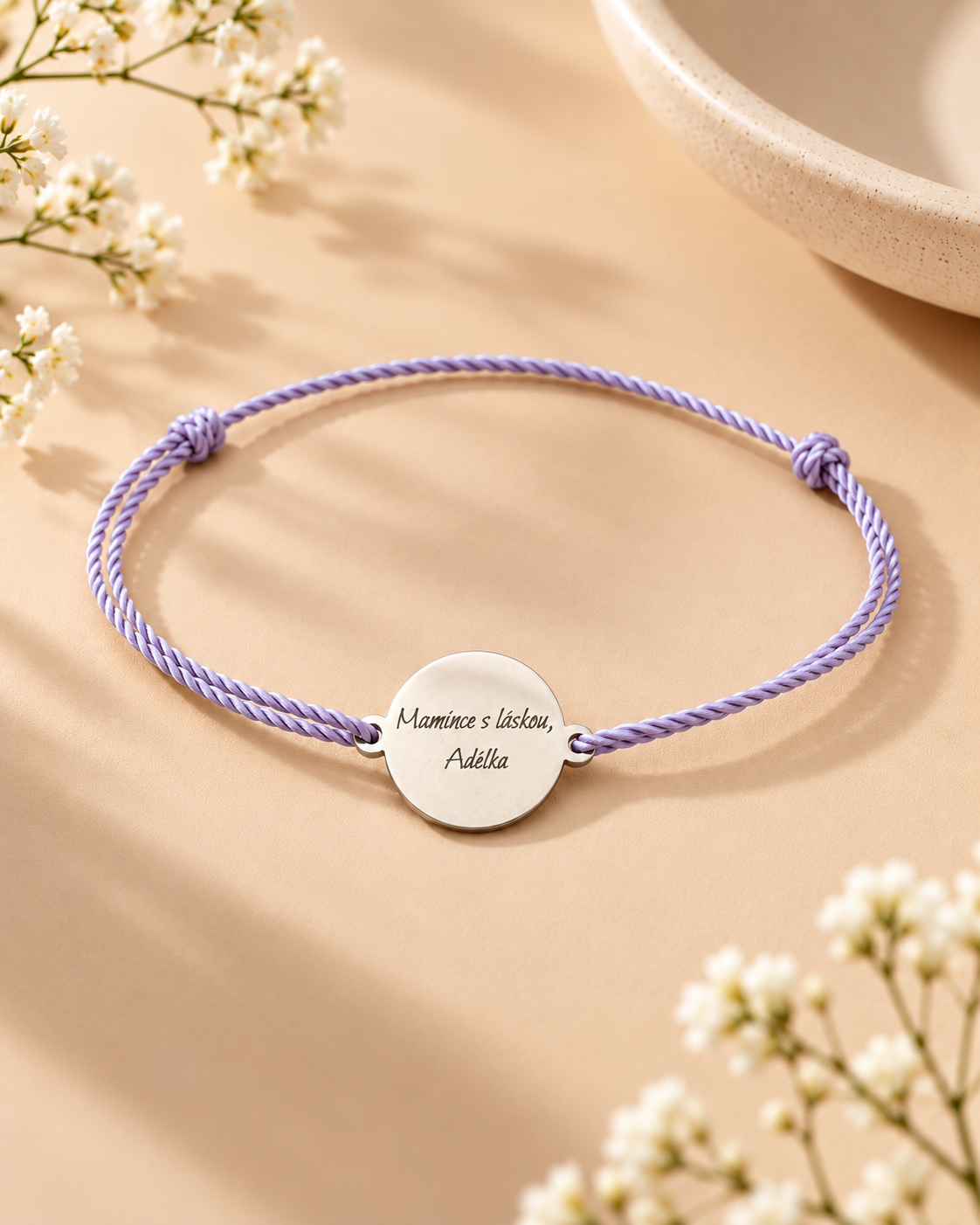 text engraved charm bracelet - for mother wish