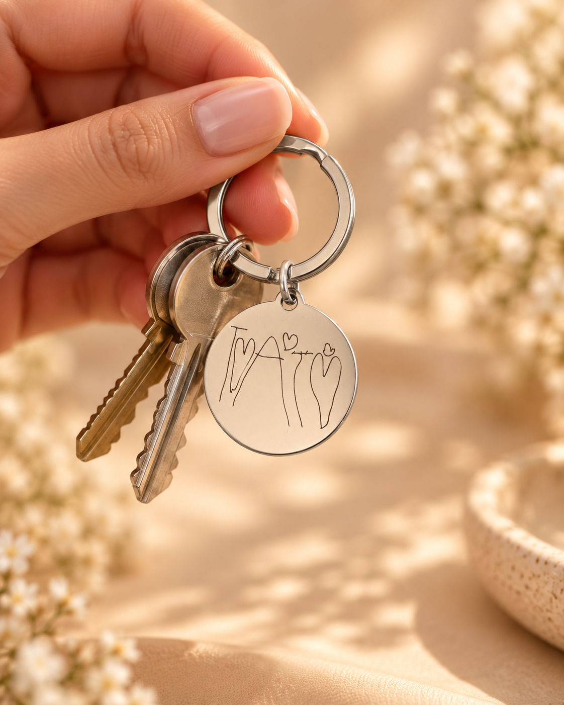 Key chain with engraved text/picture