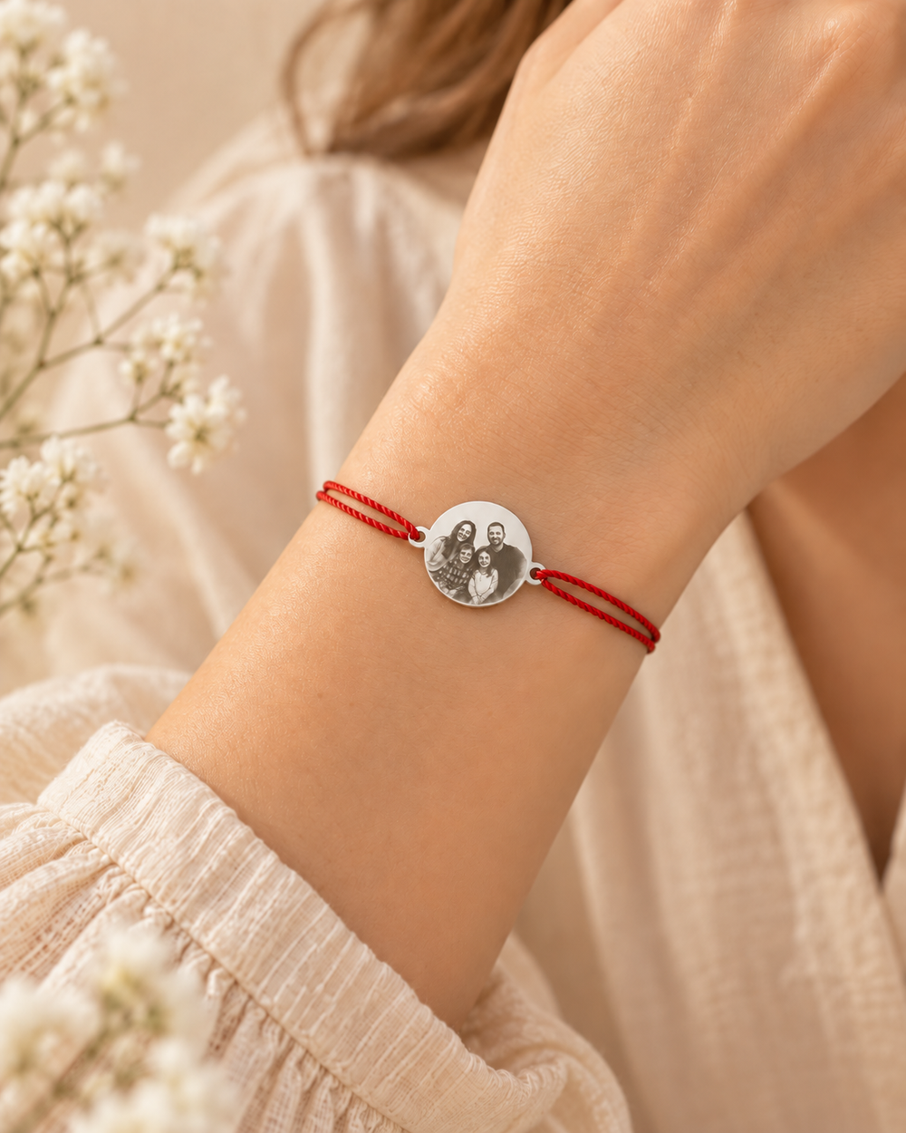 Photo engraved charm bracelet - family