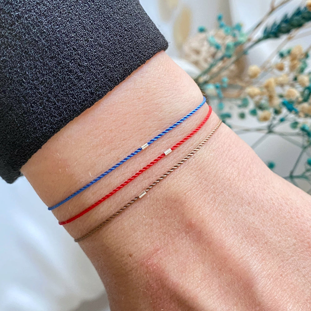 Silver bracelet - red thread of fate